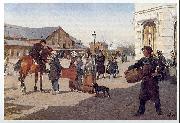 Erik Henningsen farmers in the capital oil painting artist